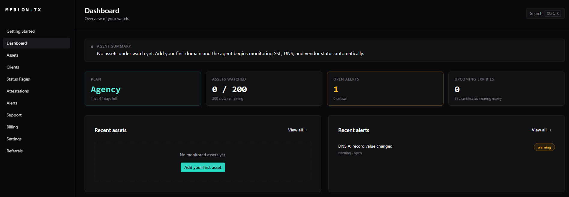Merlonix.com - AI-powered compliance and infrastructure monitoring SaaS that helps agencies and regulated businesse...