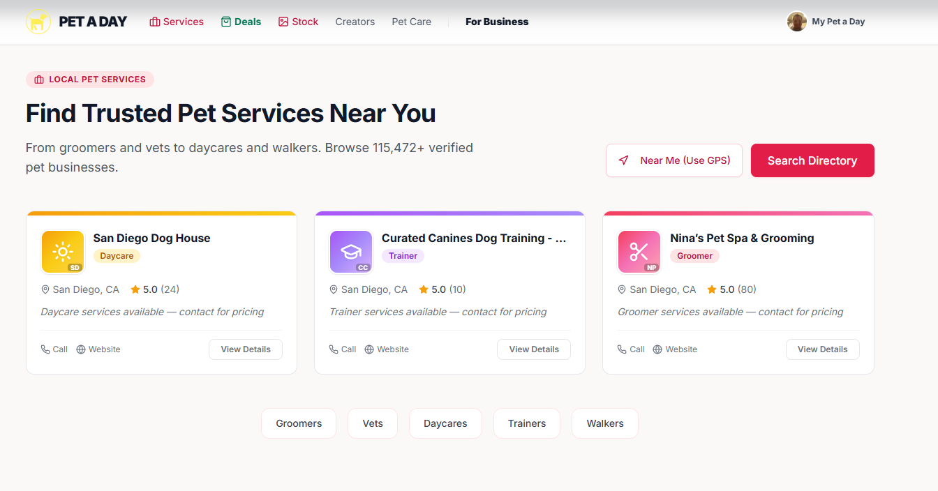 Petaday.com - AI-powered multi-product platform for the pet industry combining a creator subscription network, a p...